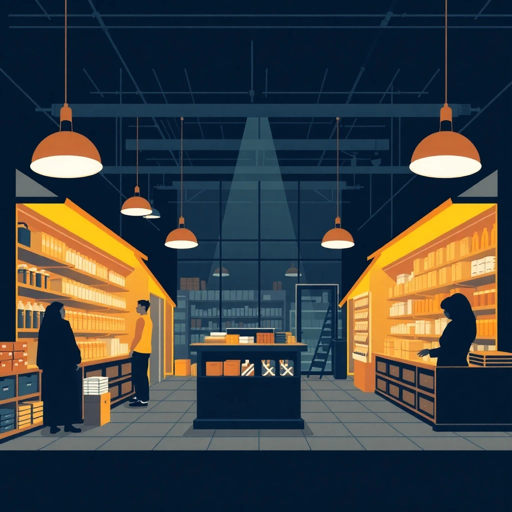 Busy retail store with product displays