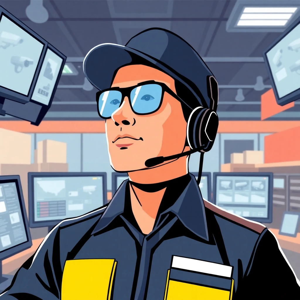 Security officer in control room