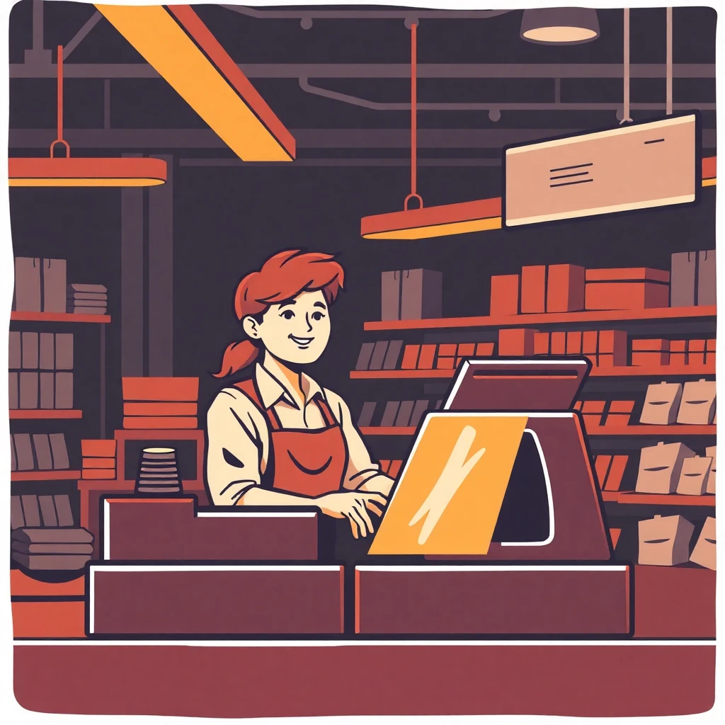 Retail cashier handling a transaction