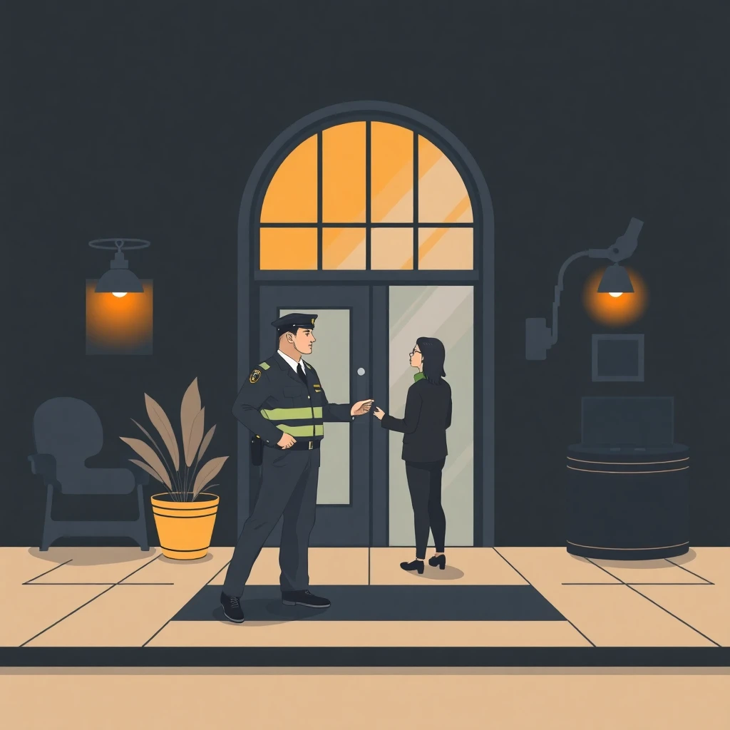 Professional security guard at work