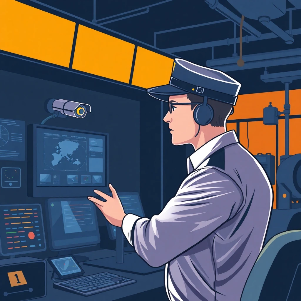 Security officer monitoring CCTV