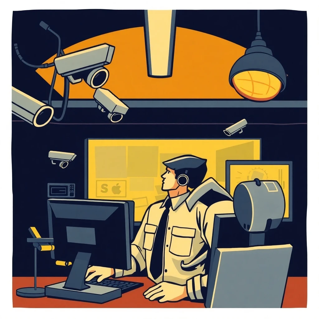 Security officer in control room