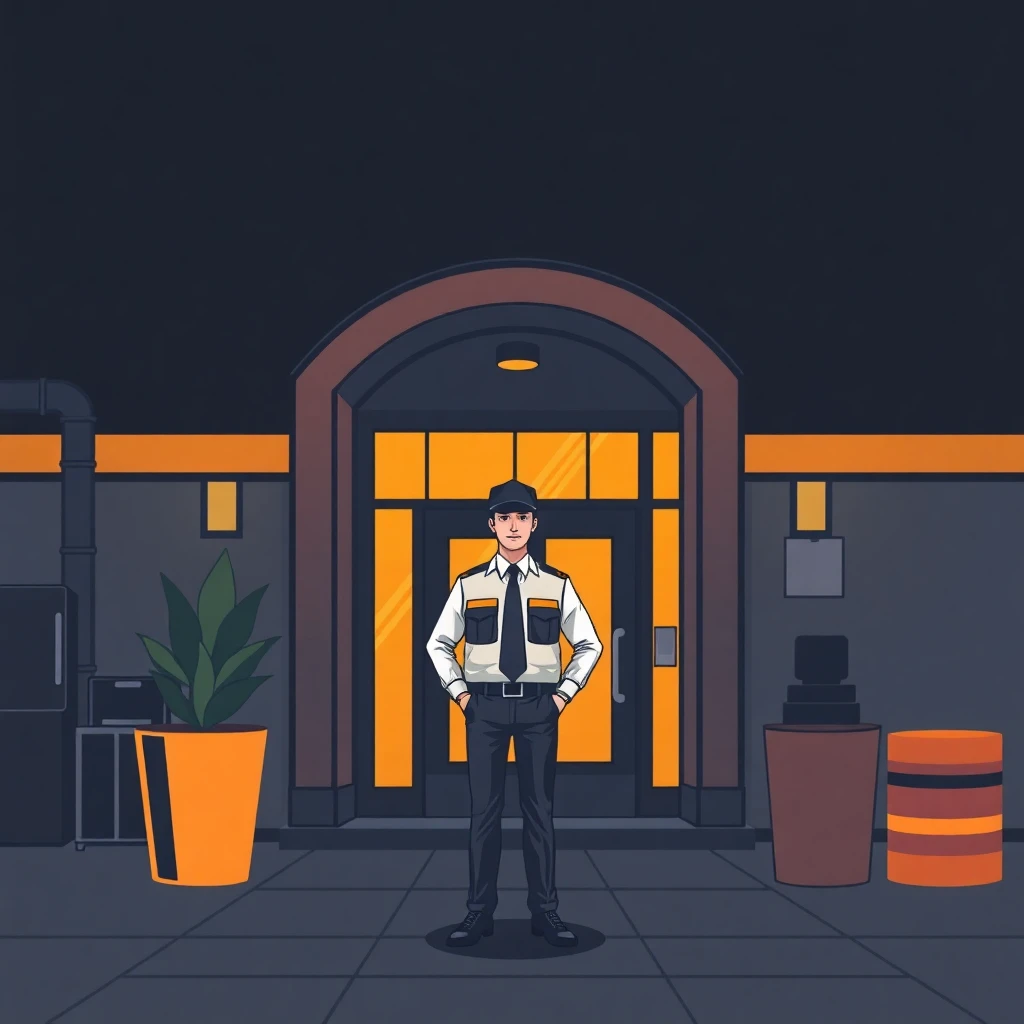 Professional security guard at work