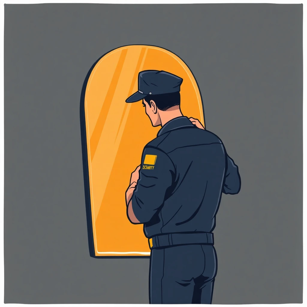 Security officer preparing for duty