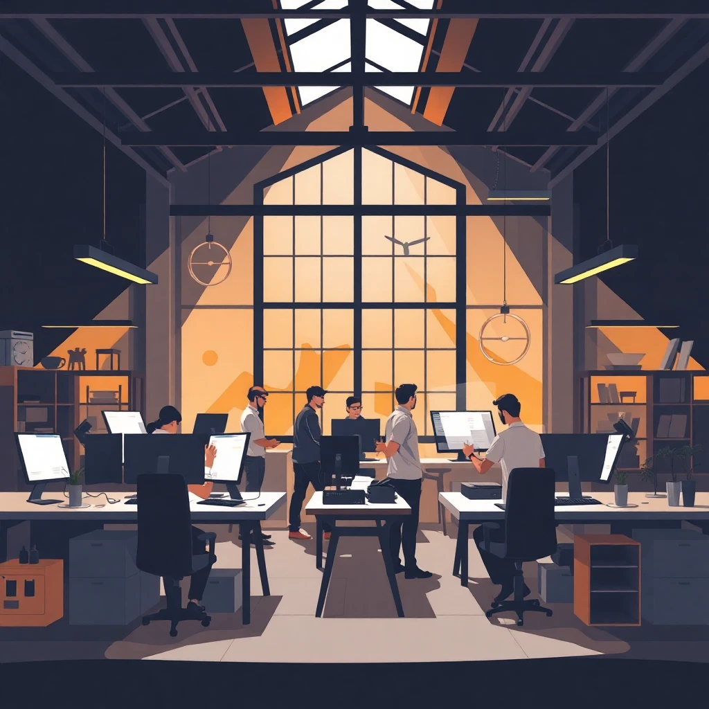 Collaborative security team in a modern office