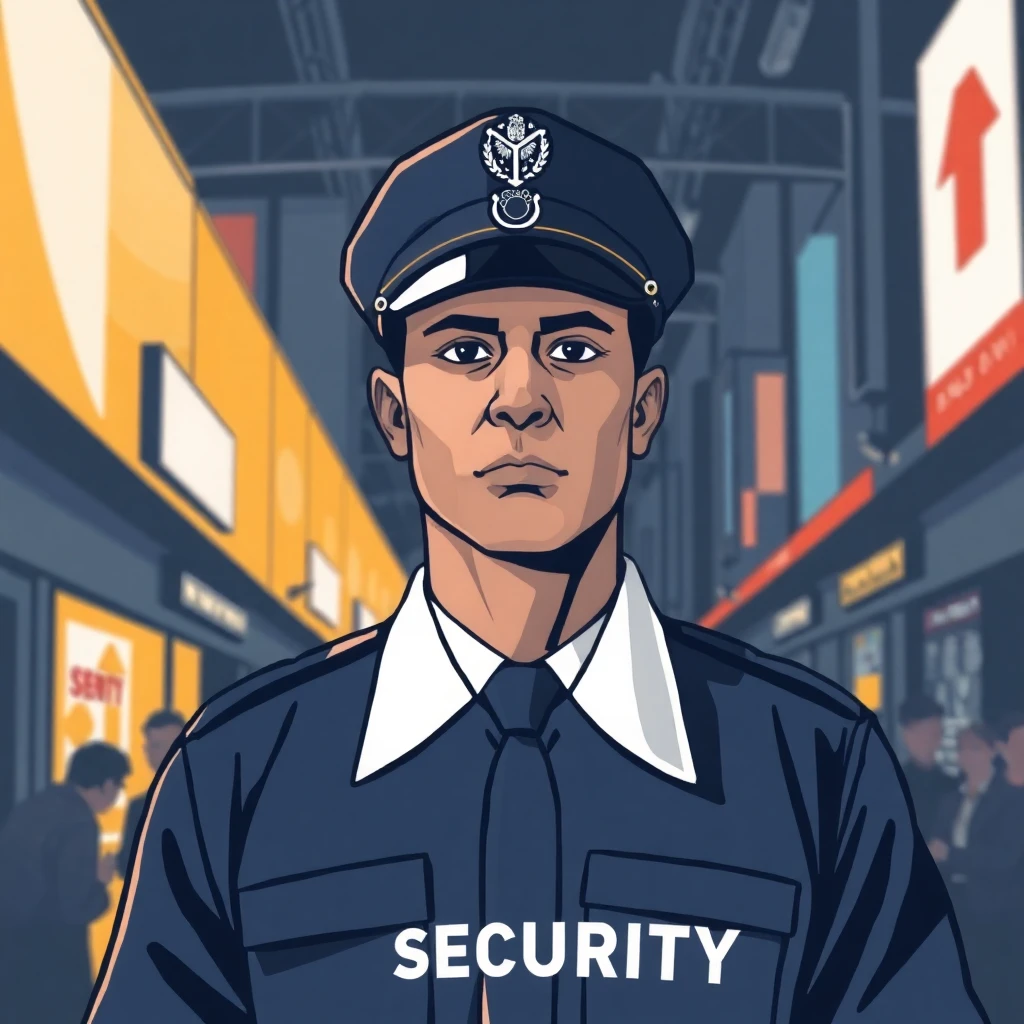 Security officer in an urban setting