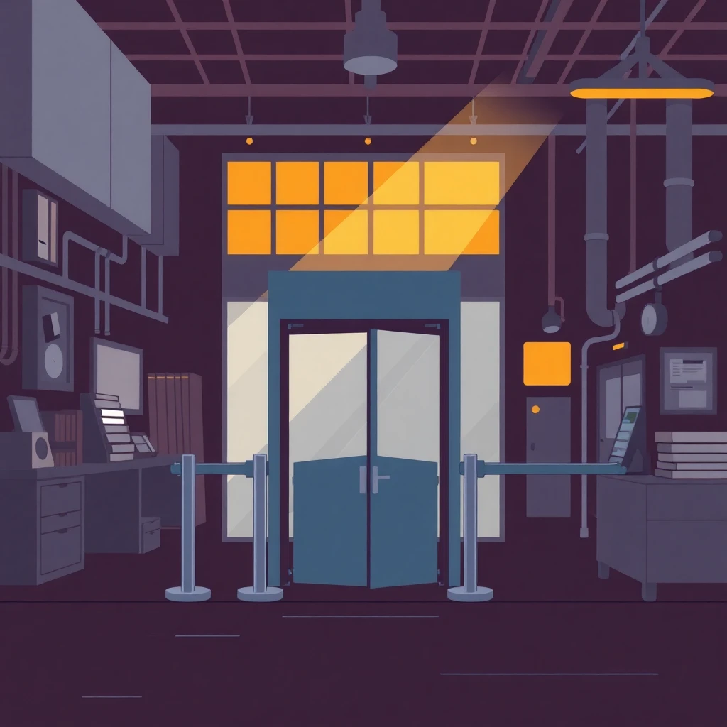 Security checkpoint in a corporate office