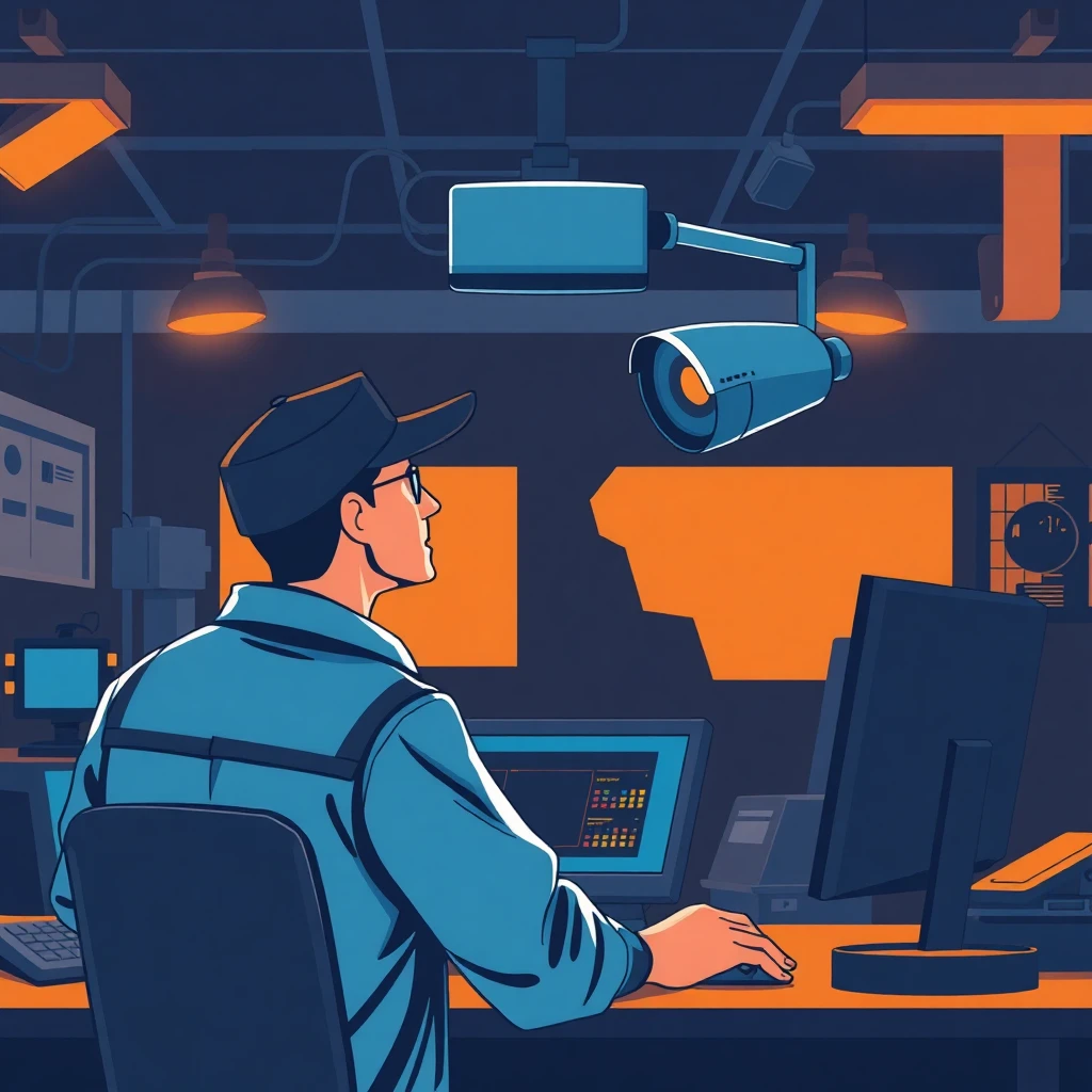 Security guard monitoring CCTV