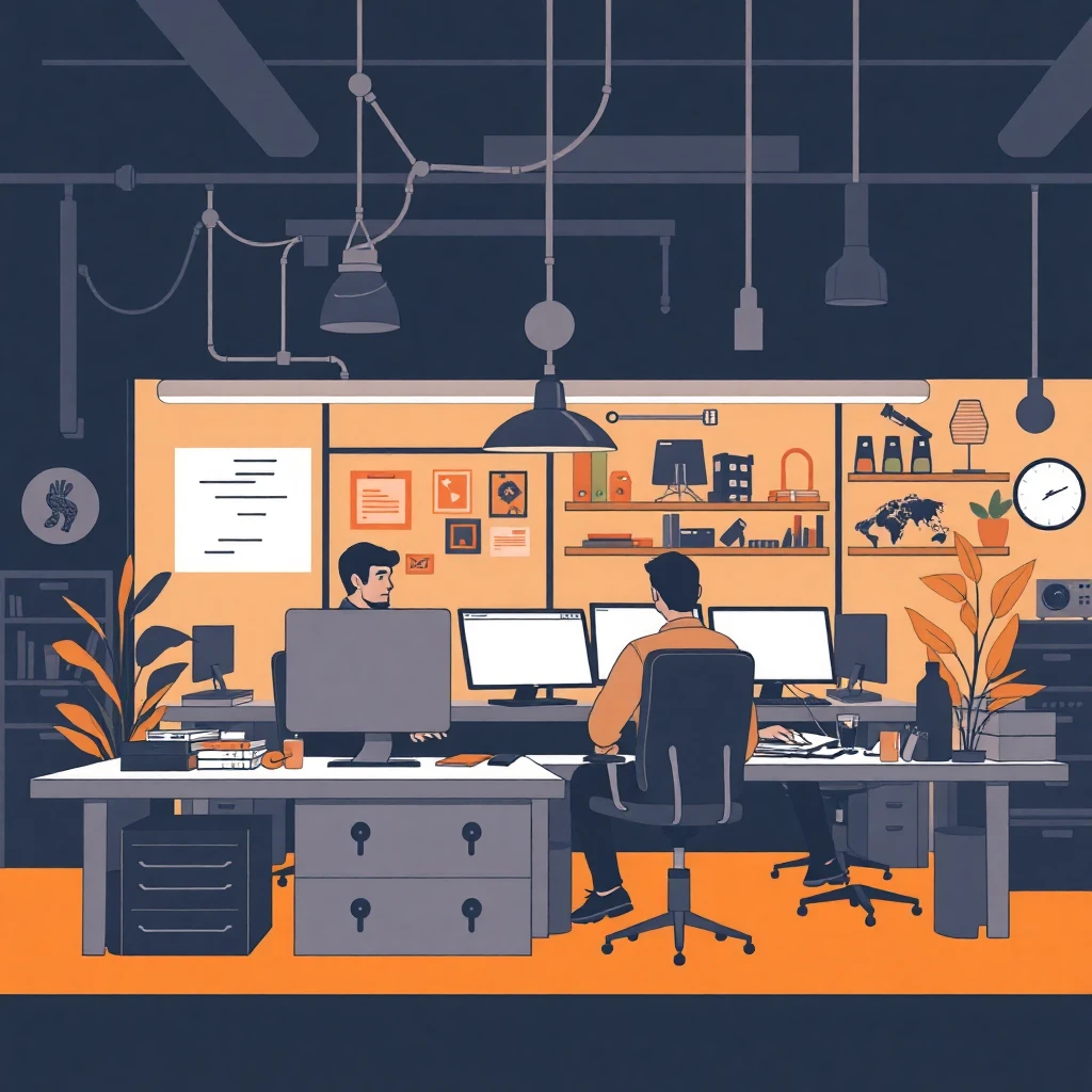 Developers collaborating in a tech space
