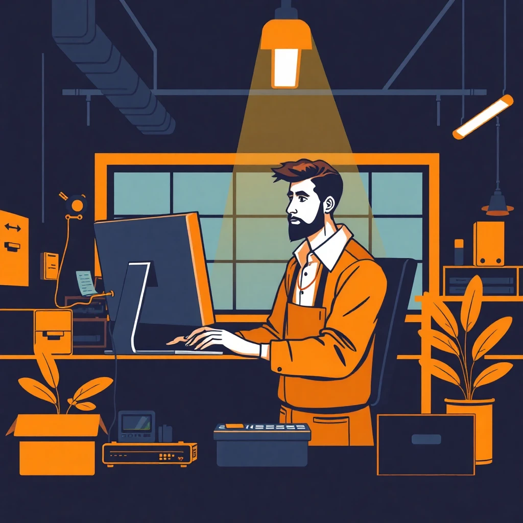 Profesional de tecnología trabajando