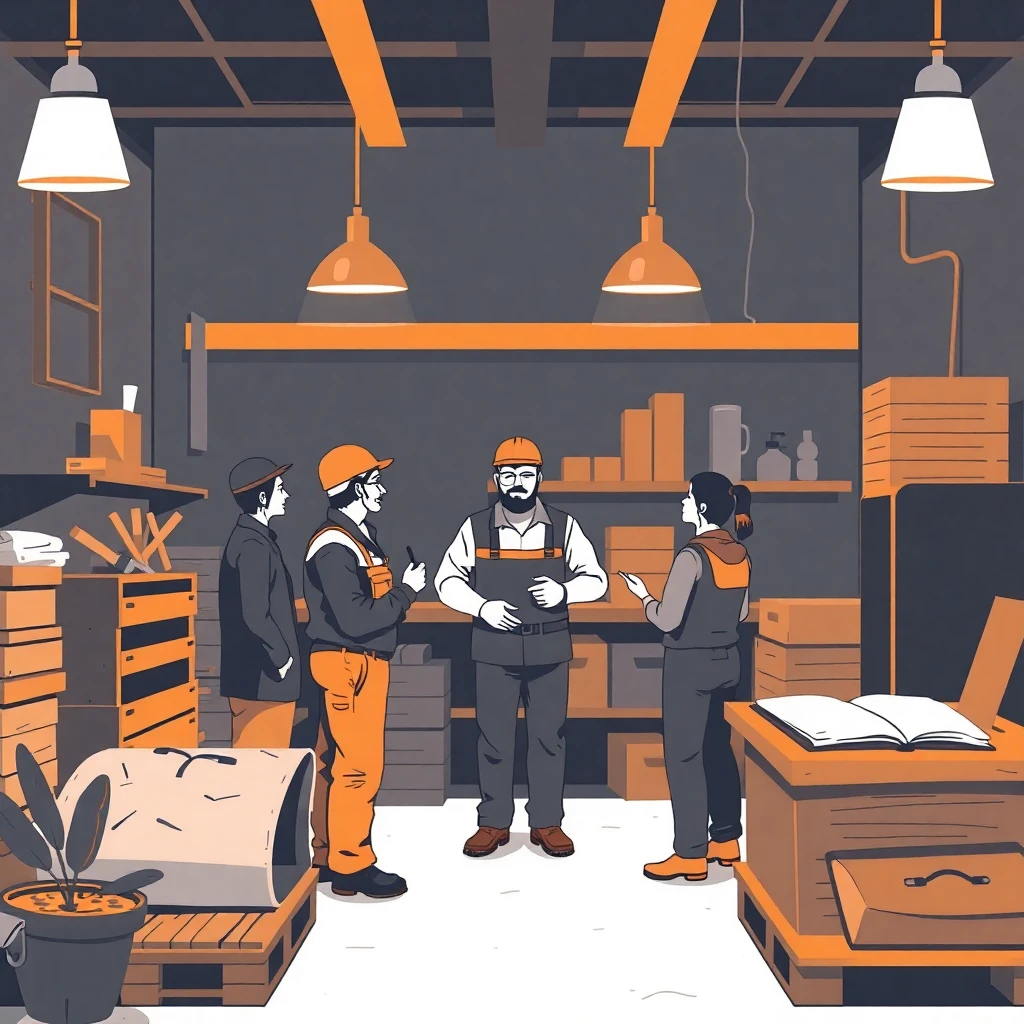 Líder de almacén con su equipo