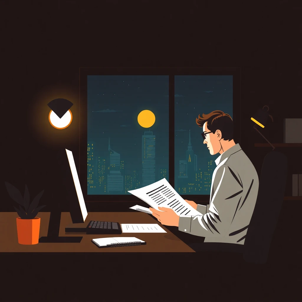 Financial Controller at night