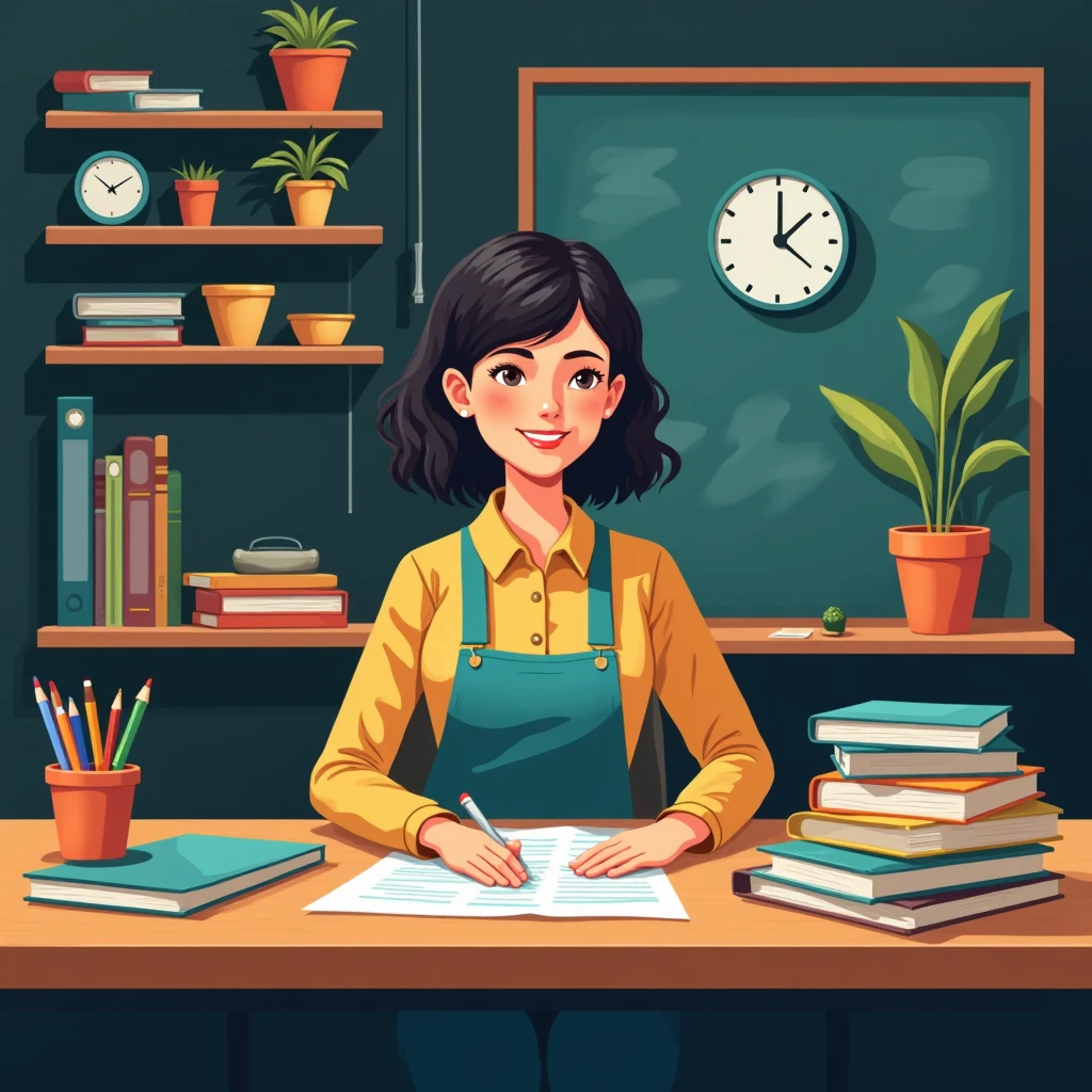 Teacher preparing lesson plans