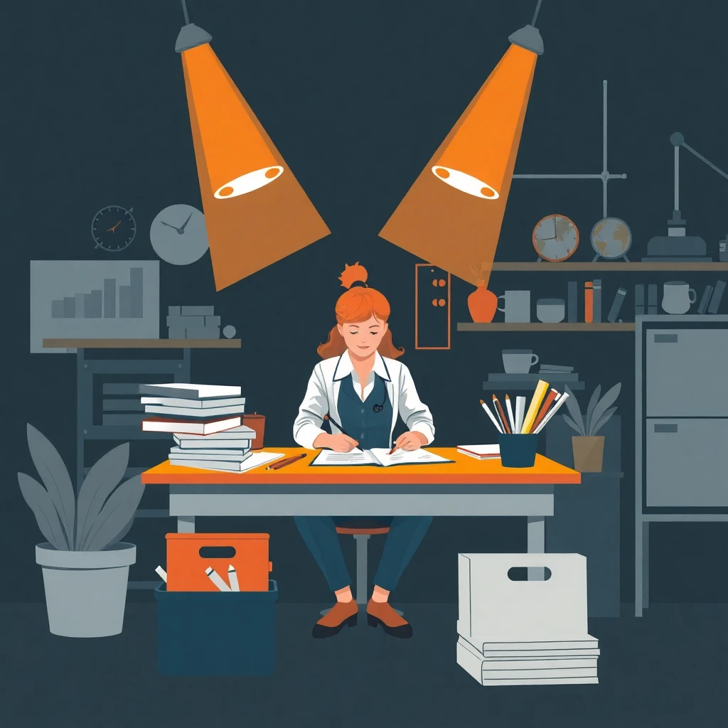 Teacher preparing lesson plans