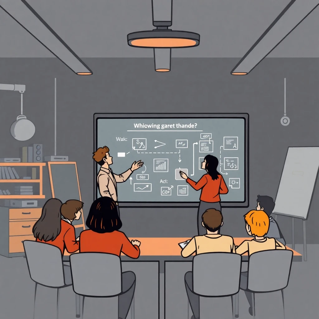 Teacher engaging with students