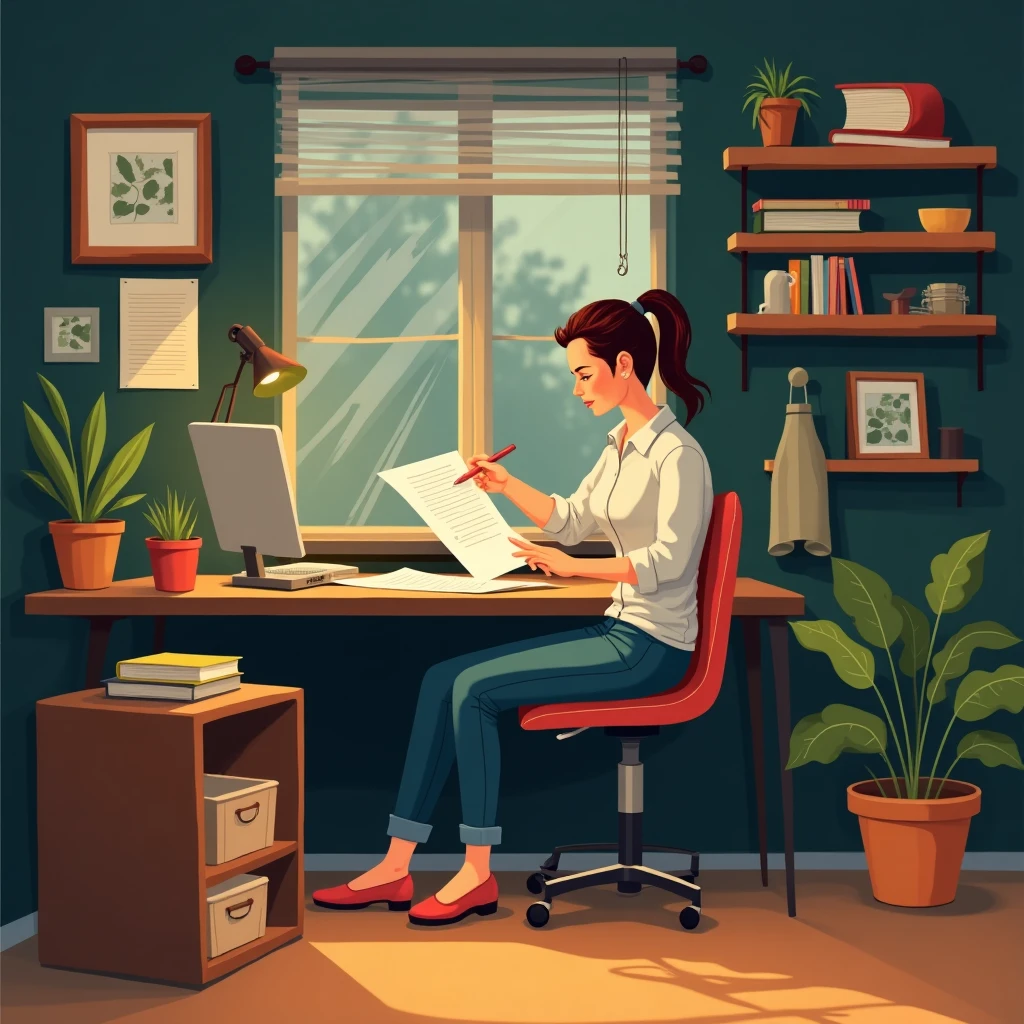 Teacher planning in home office