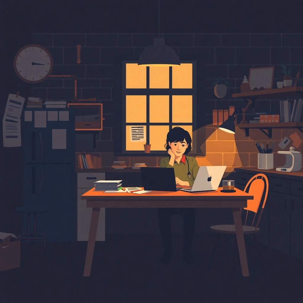 Teacher working late