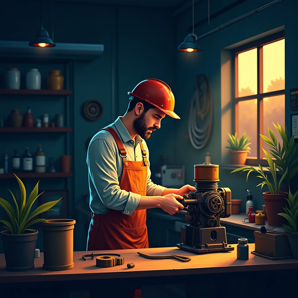 Mécanicien en action