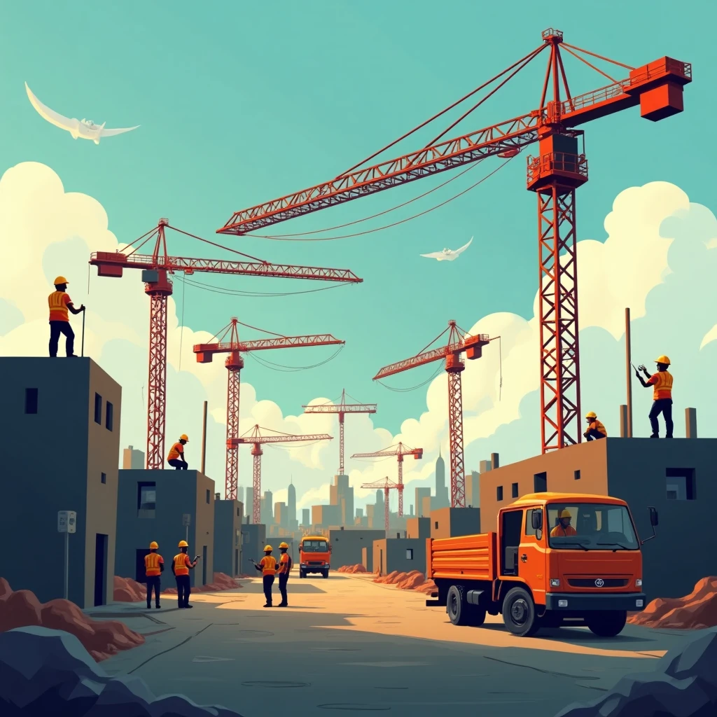 Busy construction site