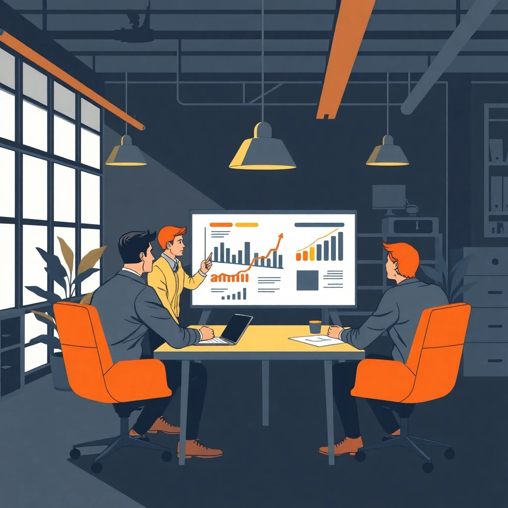 Strategic meeting in a finance office