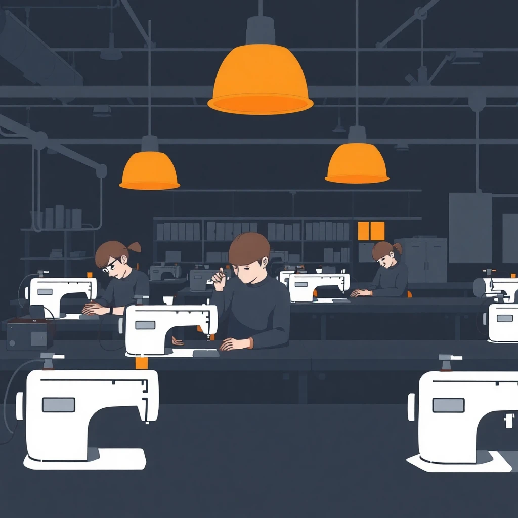 Industrial seamstress at work