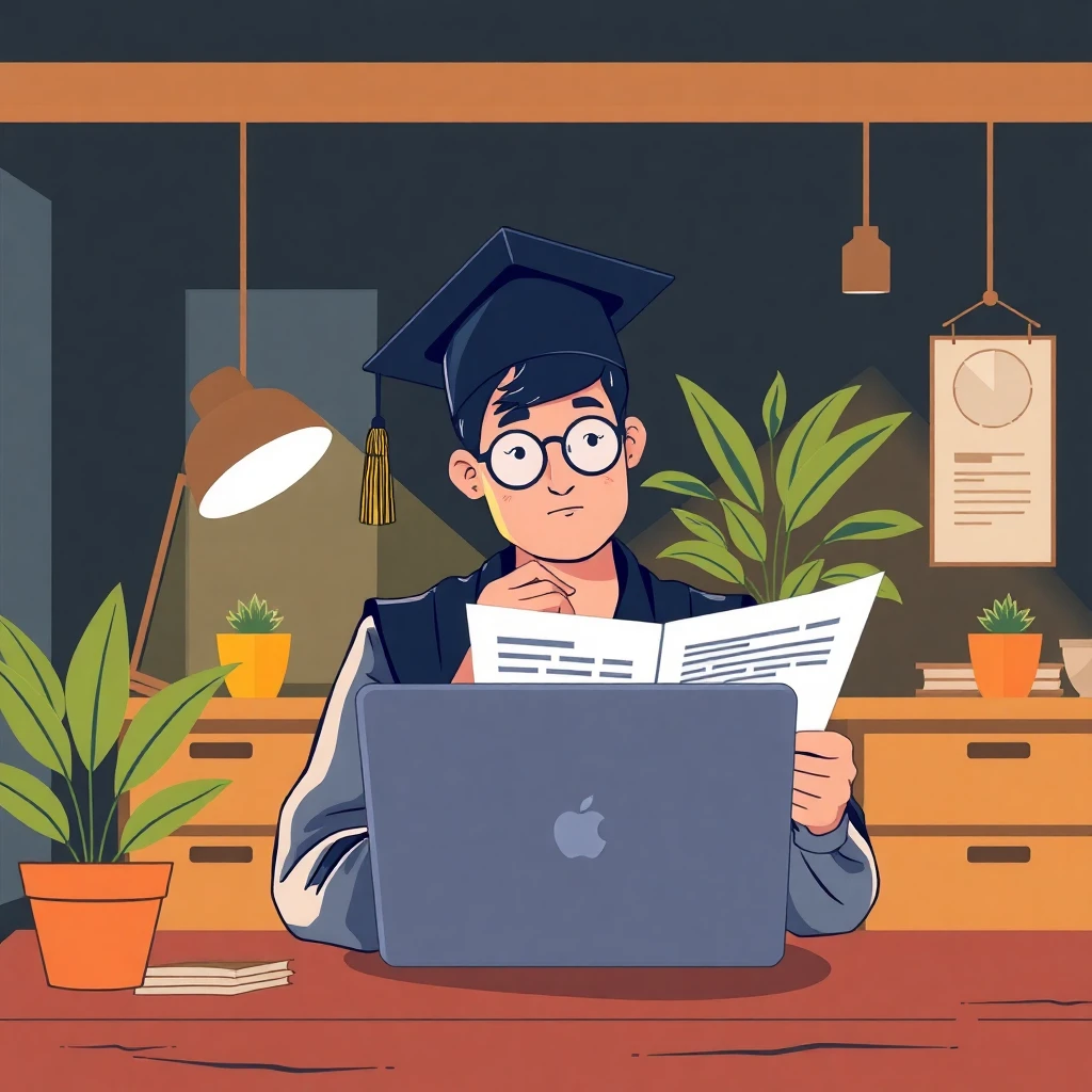 Graduate reviewing project management job offers