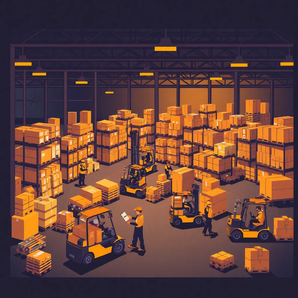 Busy warehouse floor