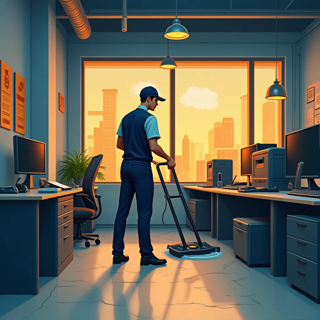 Professional cleaner at work