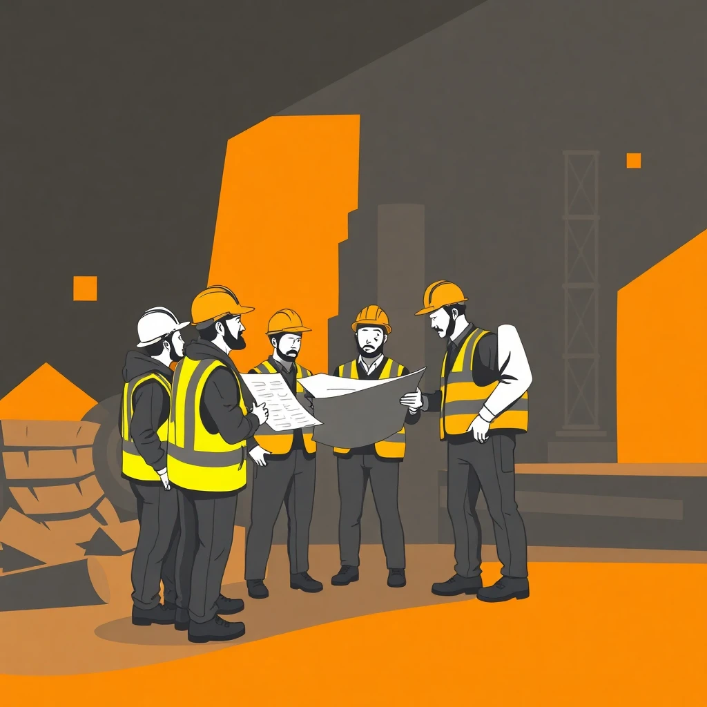 Construction team at work