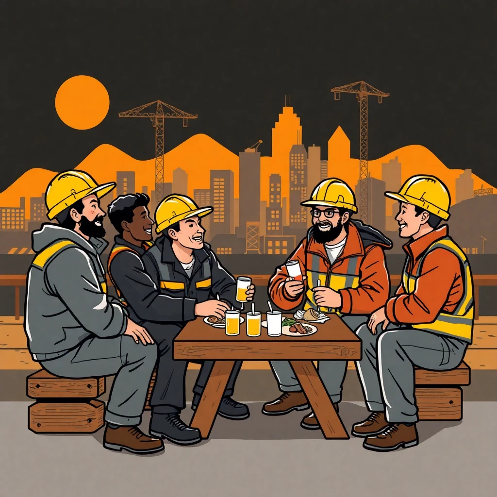 Construction workers on break