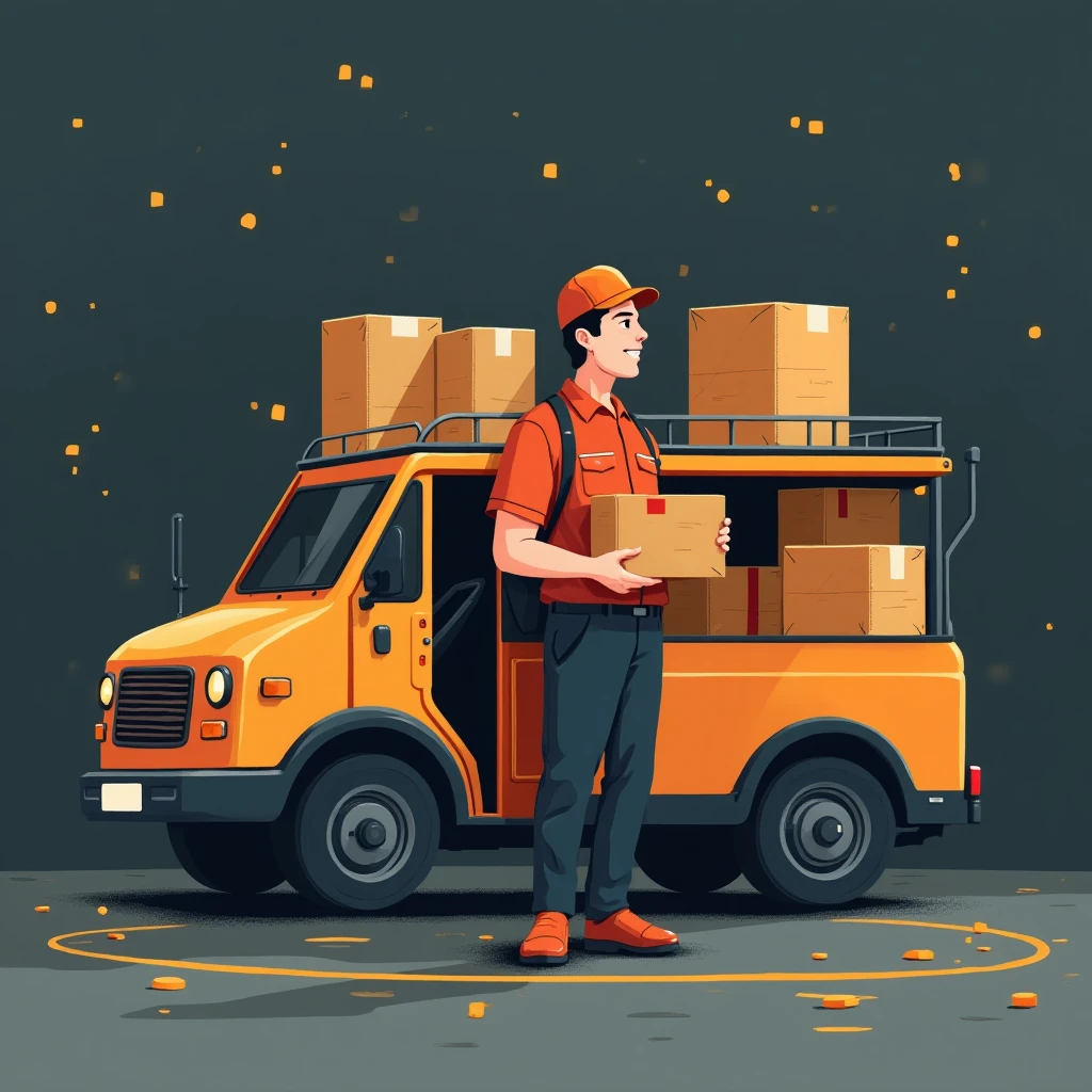 Delivery driver preparing for work