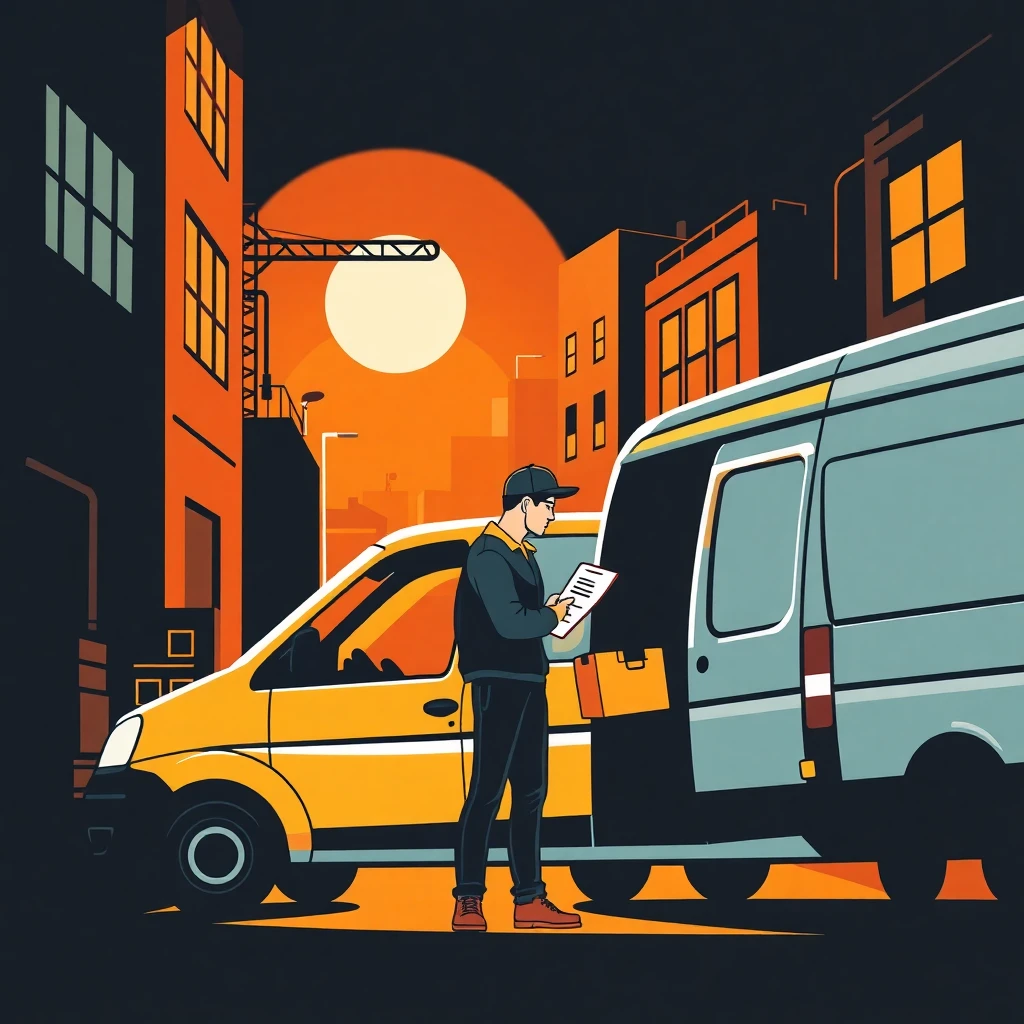 Courier checking delivery list