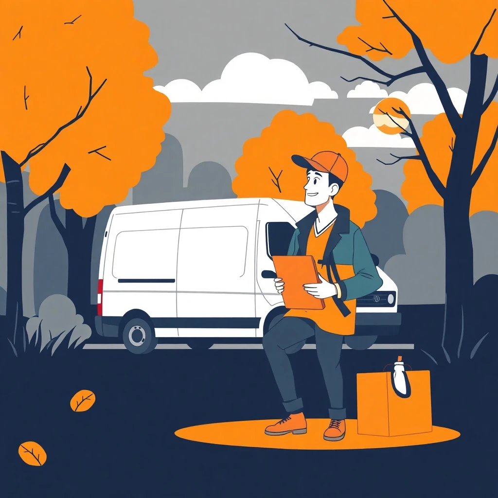 Delivery worker on lunch break