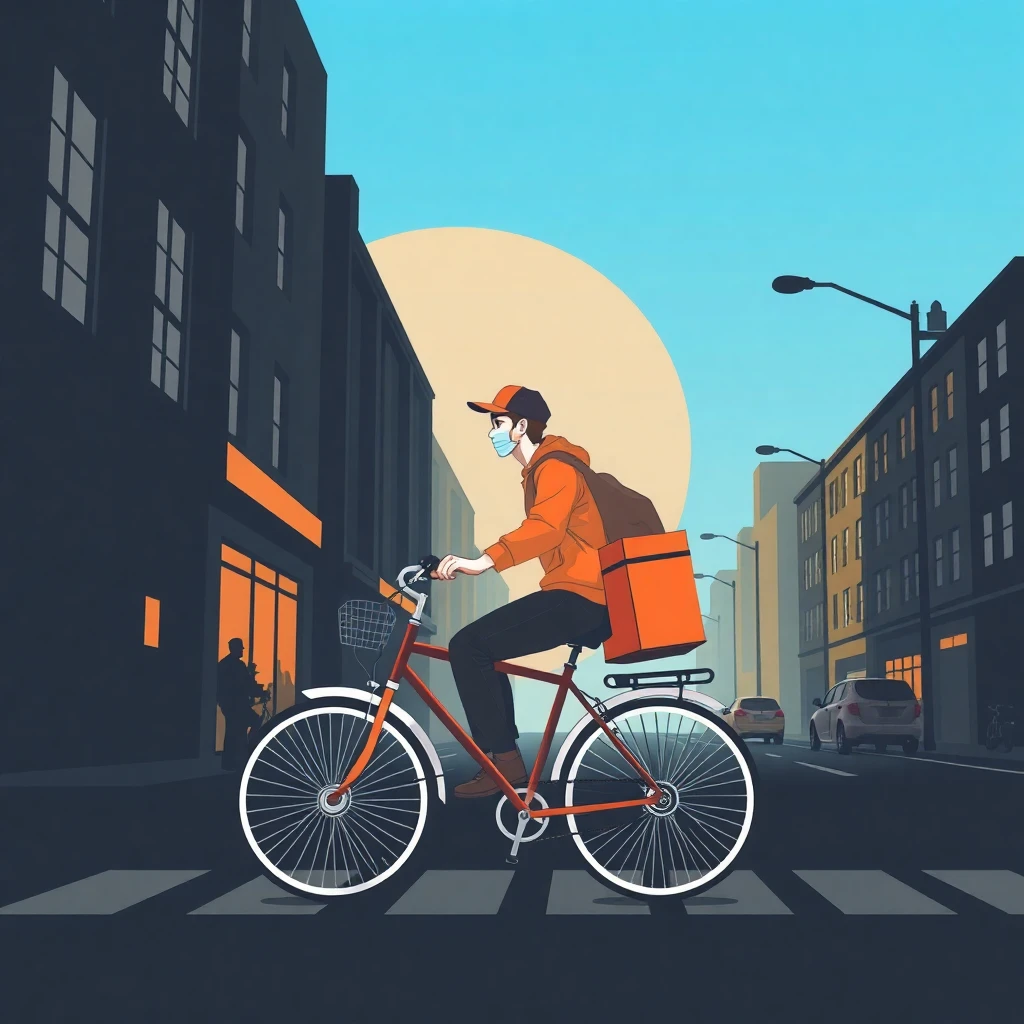 Delivery courier in action