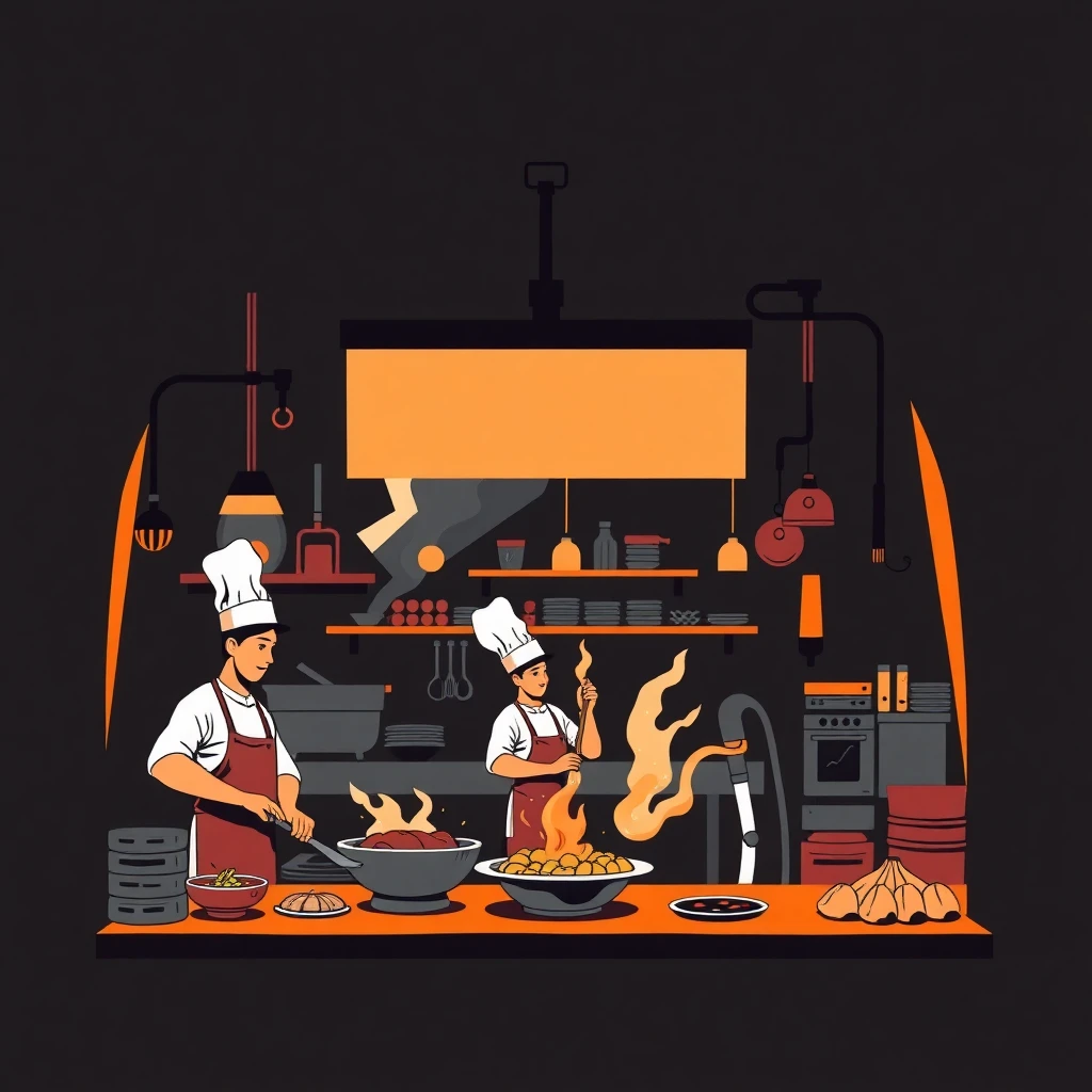 Restaurant kitchen action