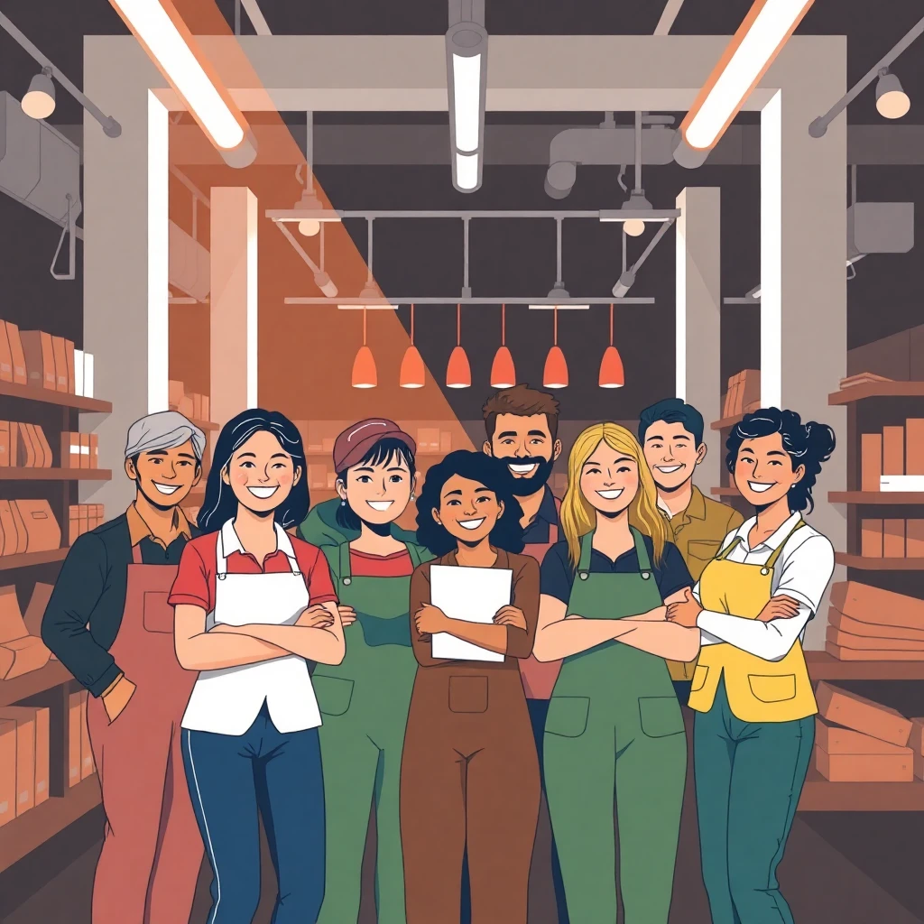 Group of retail workers