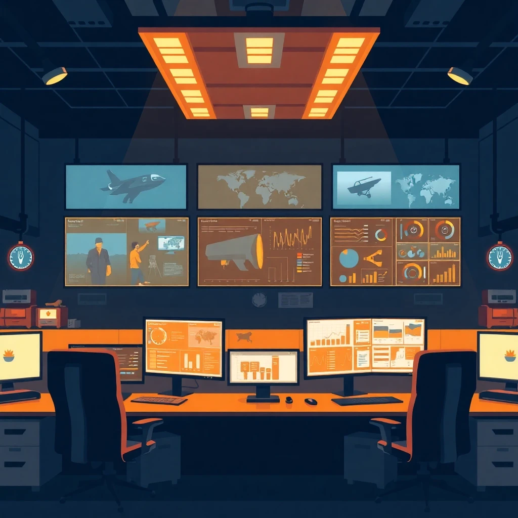 High-tech security control room