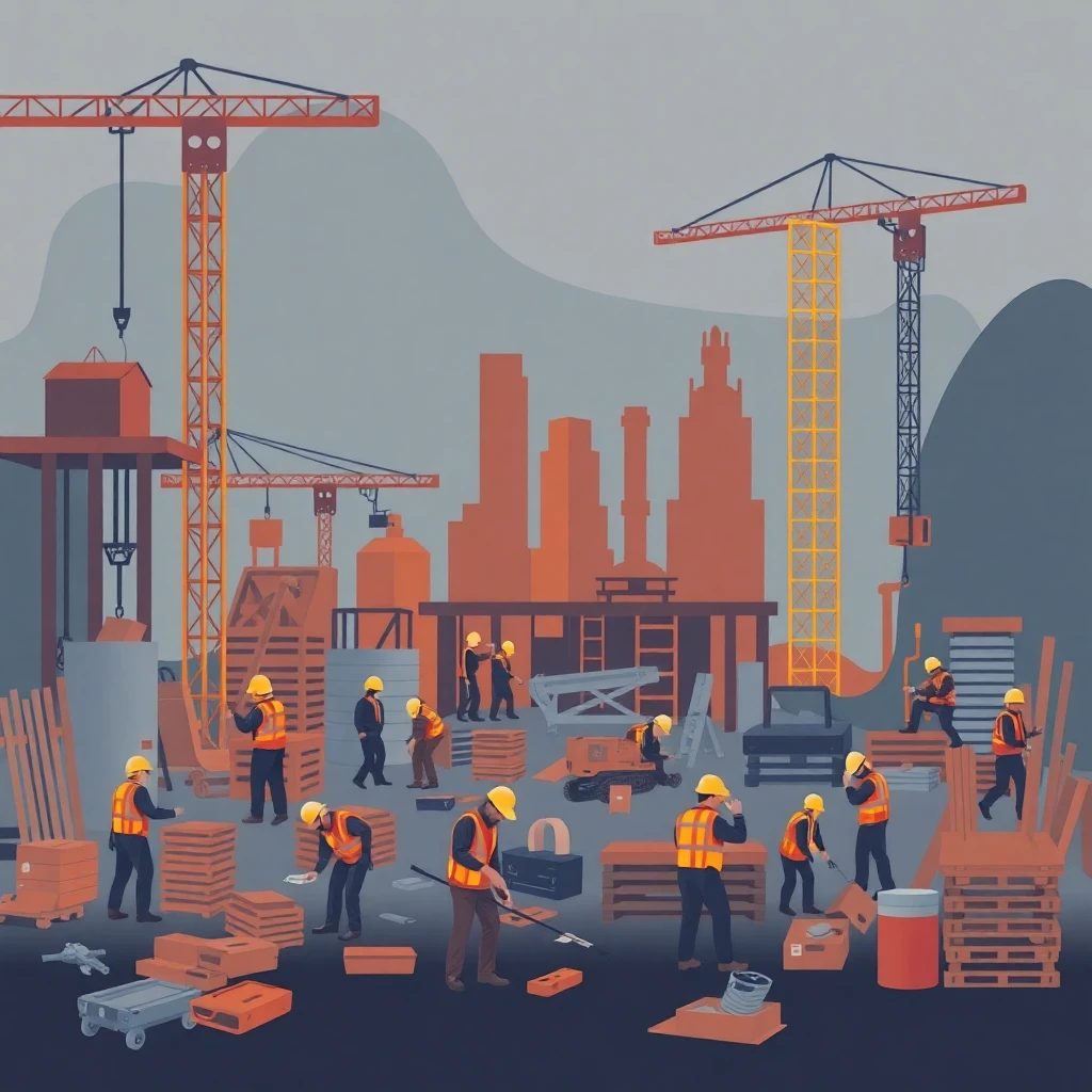 Busy construction site