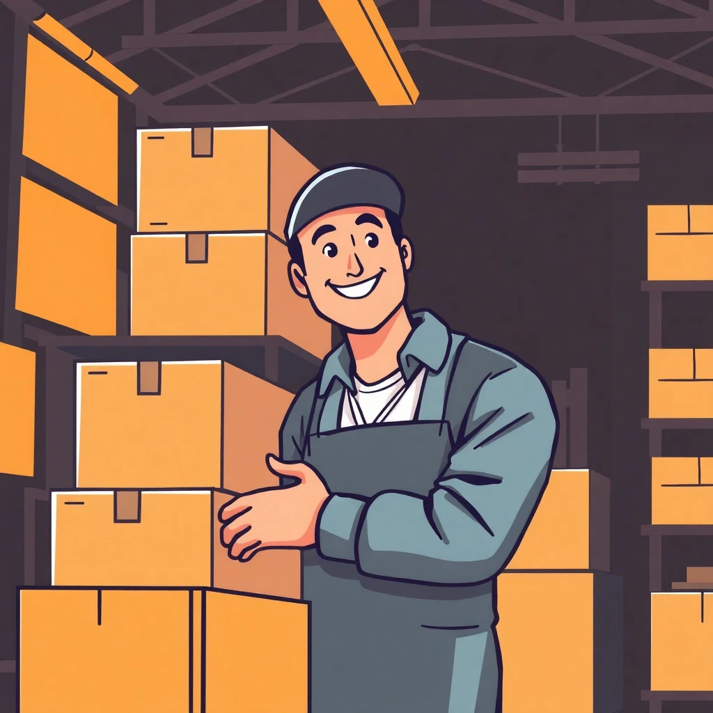 Happy warehouse worker