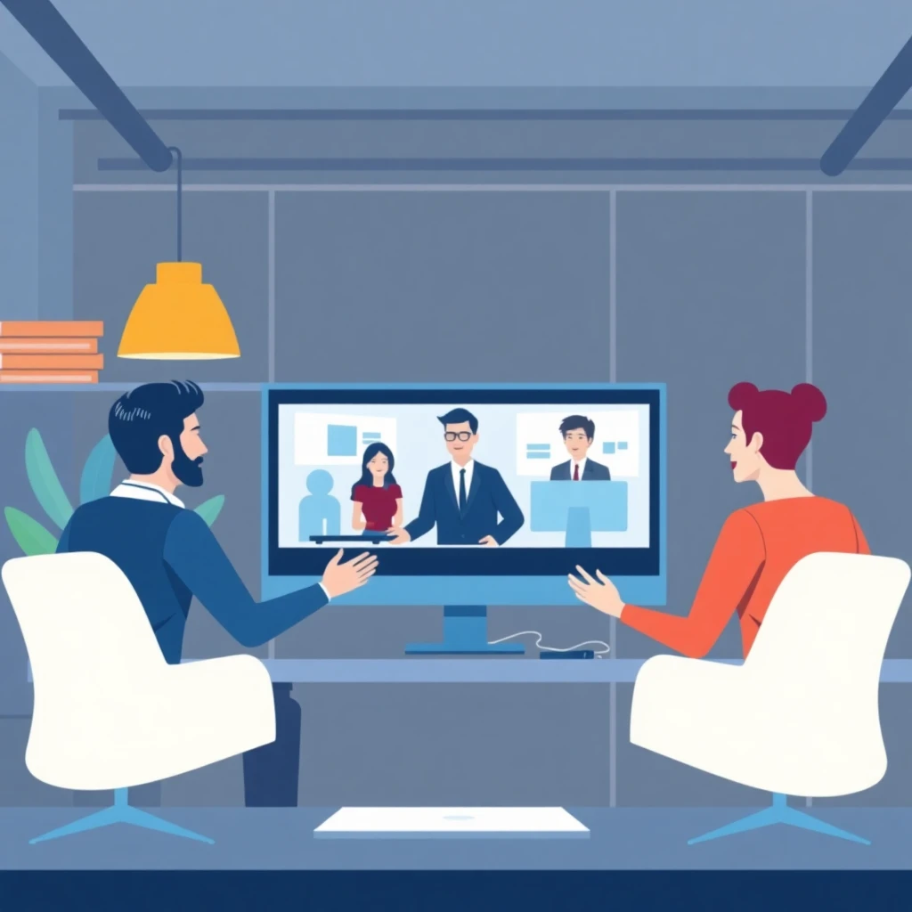 Virtual meeting in modern office