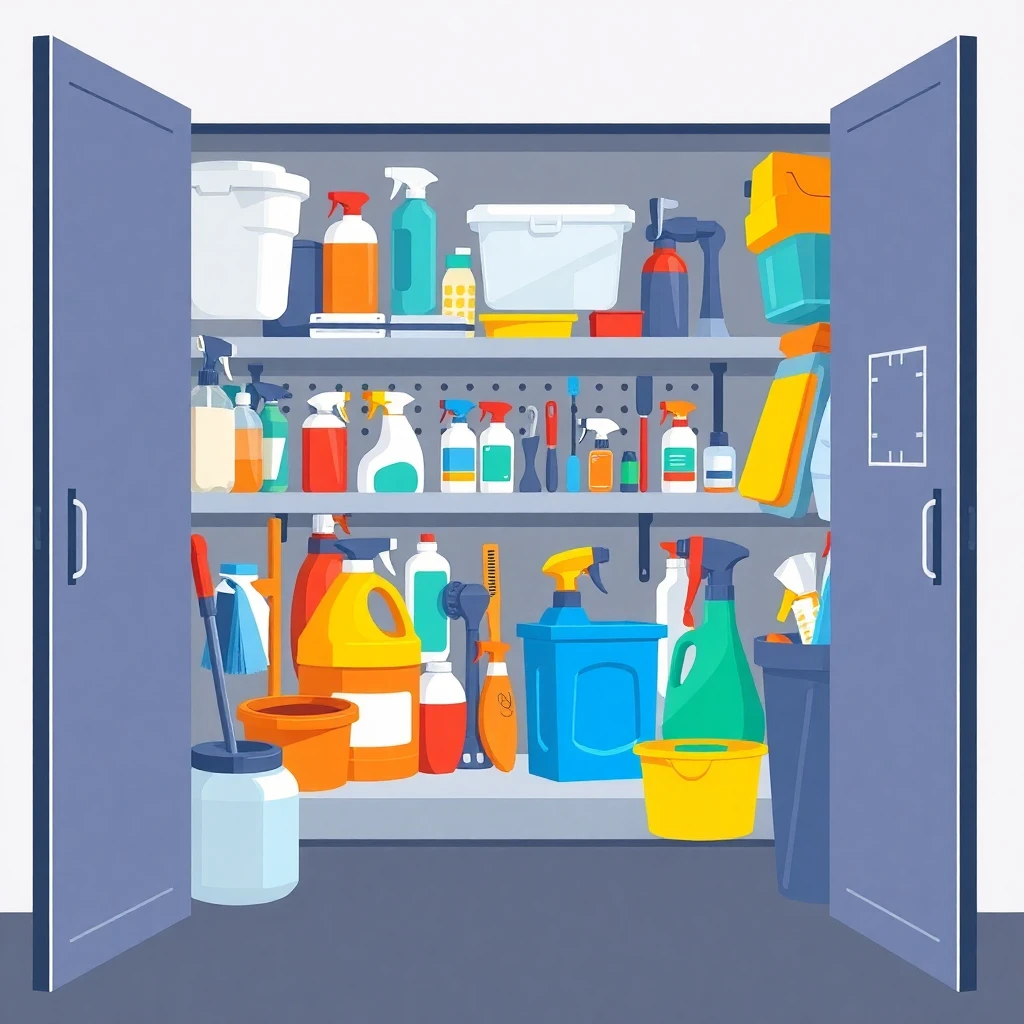 Well-stocked cleaning supplies