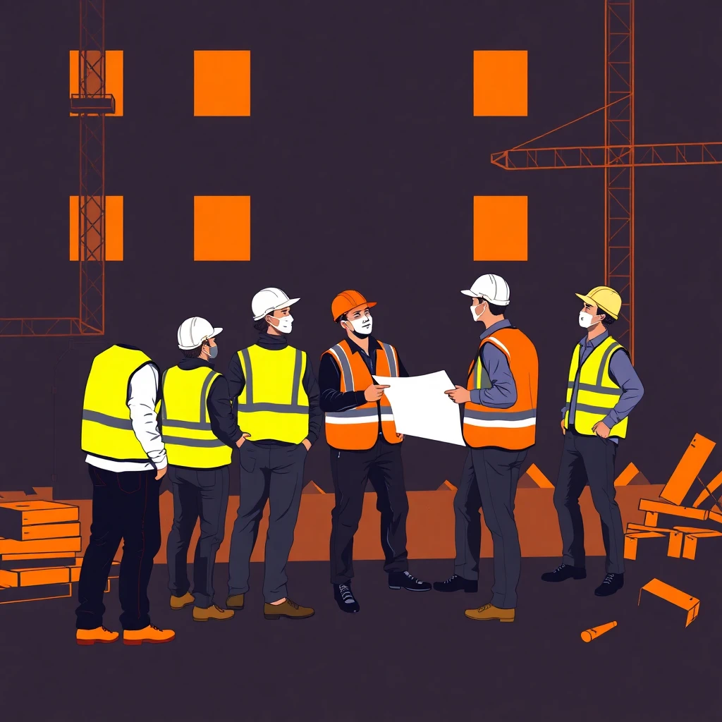 Construction workers collaborating