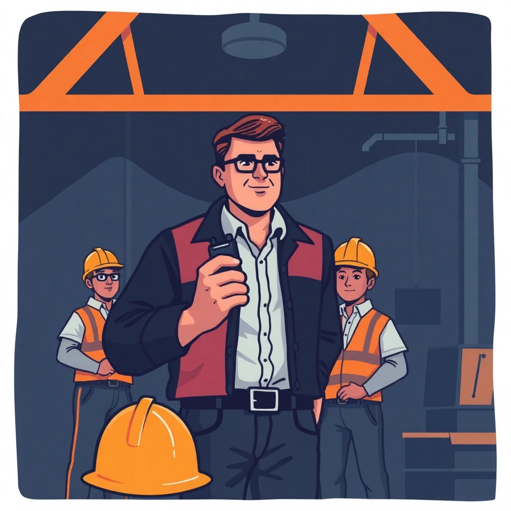 Construction manager in action