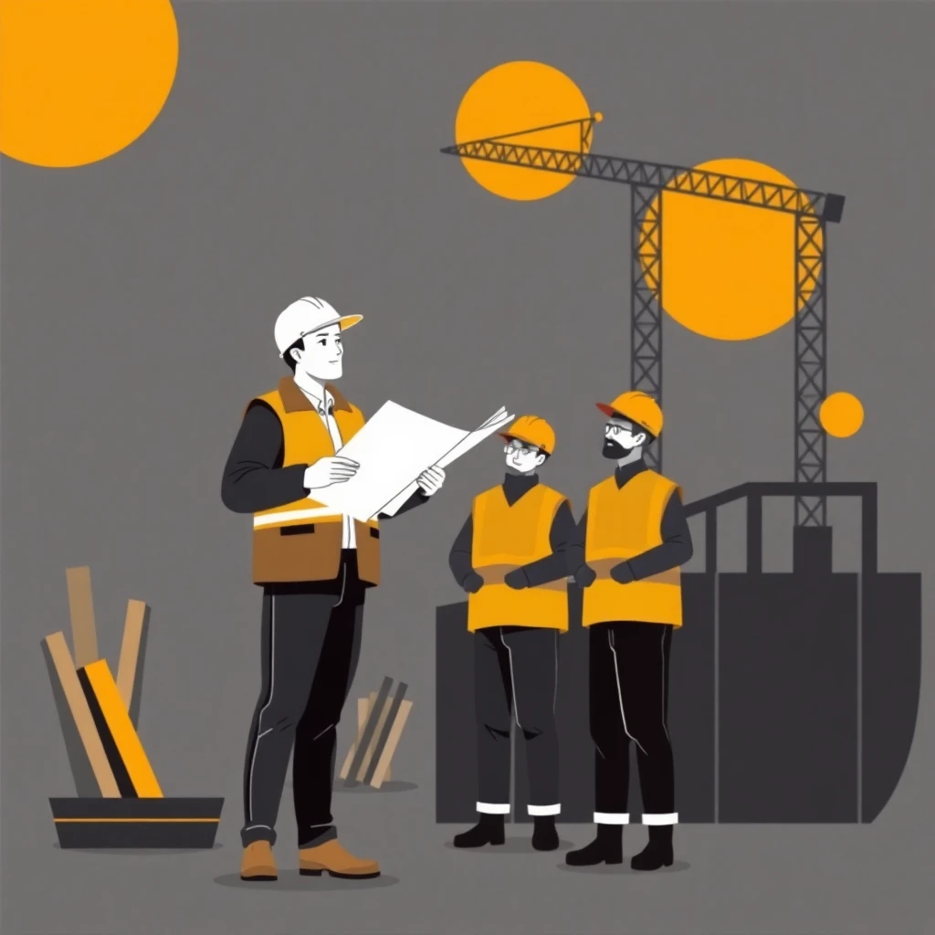 Project manager coordinating construction work