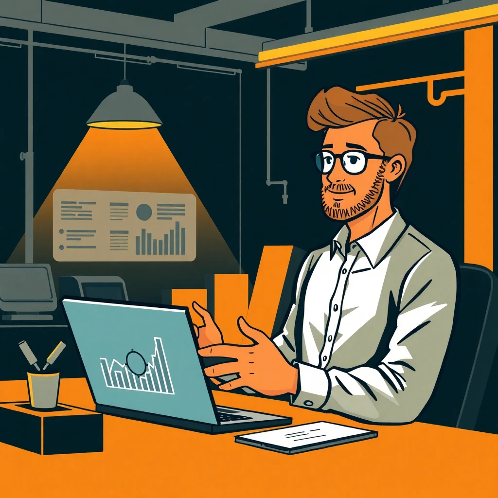 Professional analyzing data