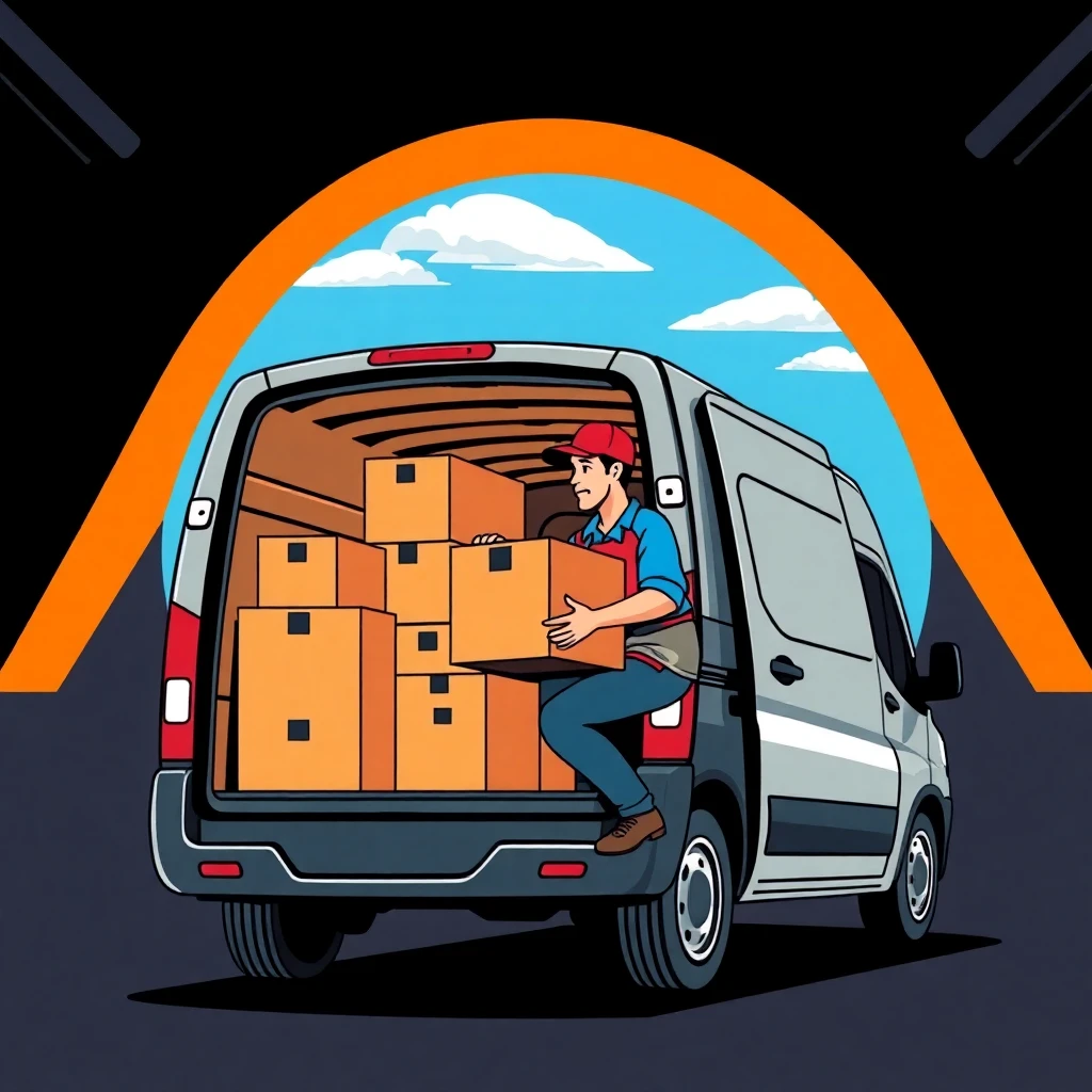 Delivery driver loading van