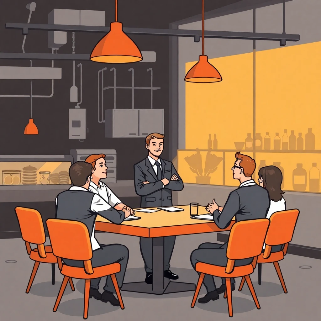Manager leading a team meeting