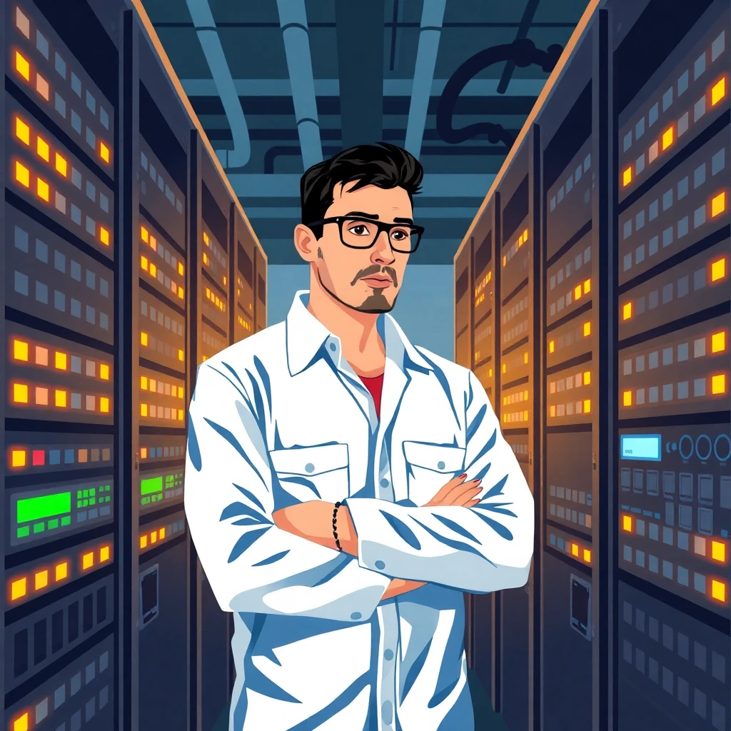 IT engineer in a server room