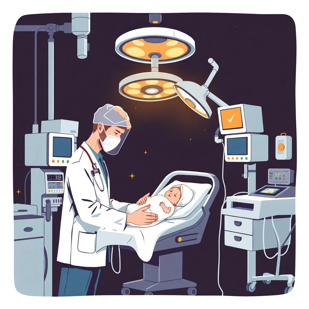 Neonatal intensive care consultant at work