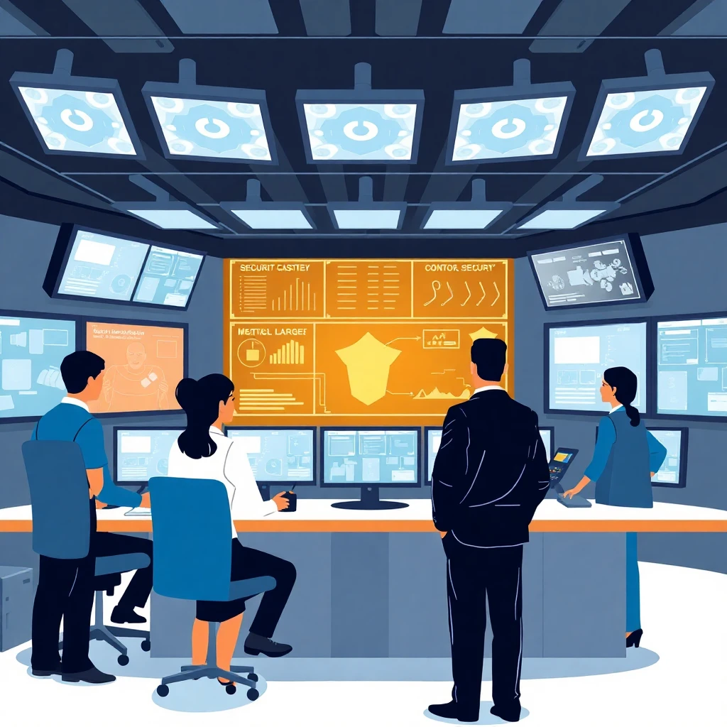 High-tech security control room